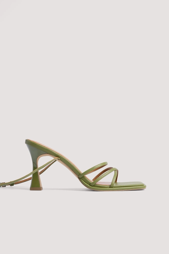 Squared Hourglass Strappy Heels Green