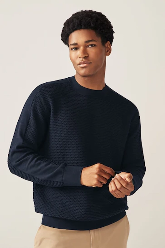 Buy Armani Exchange Textured Knitted Navy Jumper from the Next UK online shop