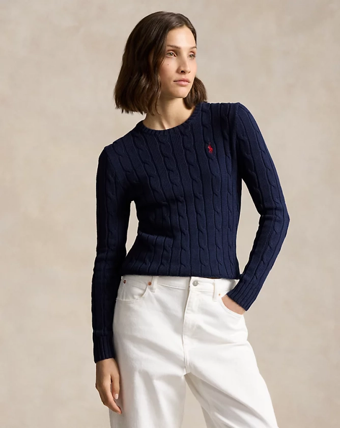 Cable-Knit Cotton Crewneck Sweater | Ralph Lauren