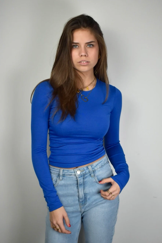 Basic top LONG - cobalt - Fashiontiger.nl