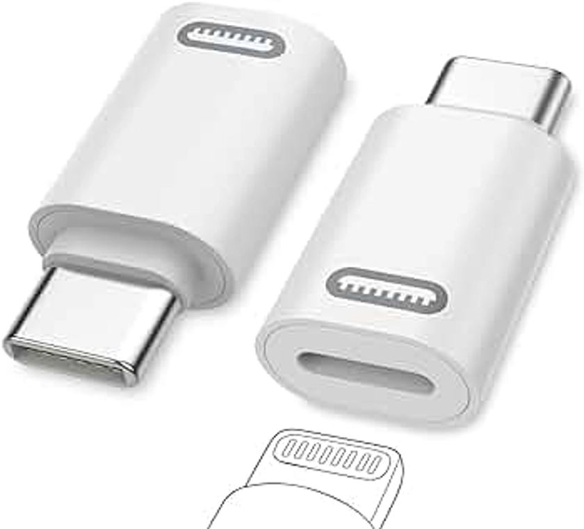 MoKo Lightning Female to USB C Male Adapter, 2 Pack USB-C Male to Lightning Female Adapter for iPhone 15/15 Pro/15 Pro Max/15 Plus, iPad Pro/Air, Support Fast Charging/Data Transfer, Not for Audio/OTG