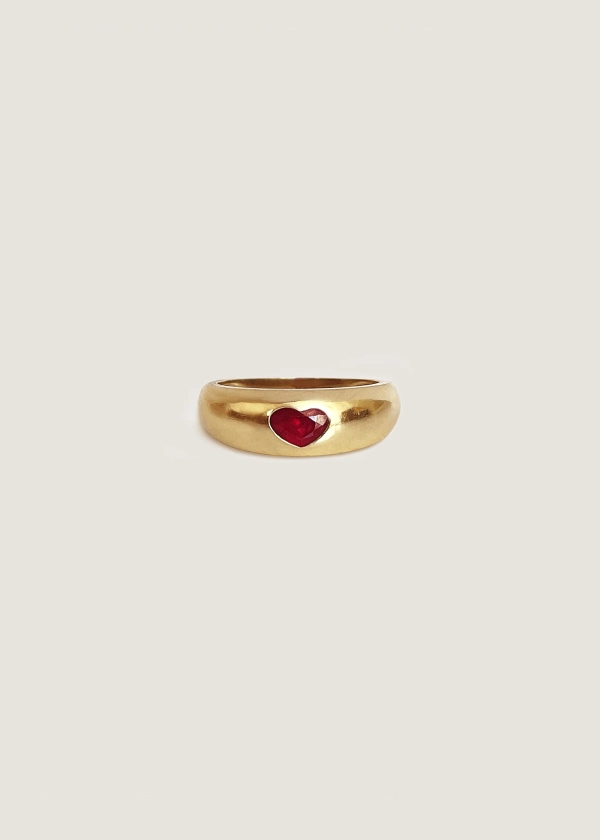 Baby Kay Heart Dome Ring Ruby