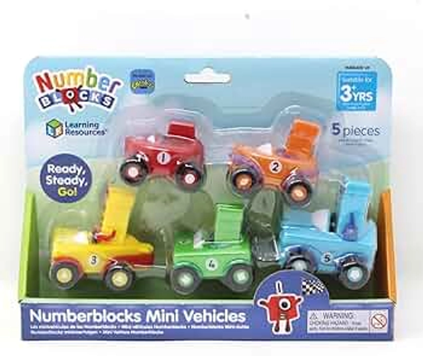 Learning Resources Numberblocks Mini Vehicles Set, 5 Car Pack, Numberblocks Gifts, Vehicles have Rolling Wheels, Learn to Count from 1-5, Ages 3+