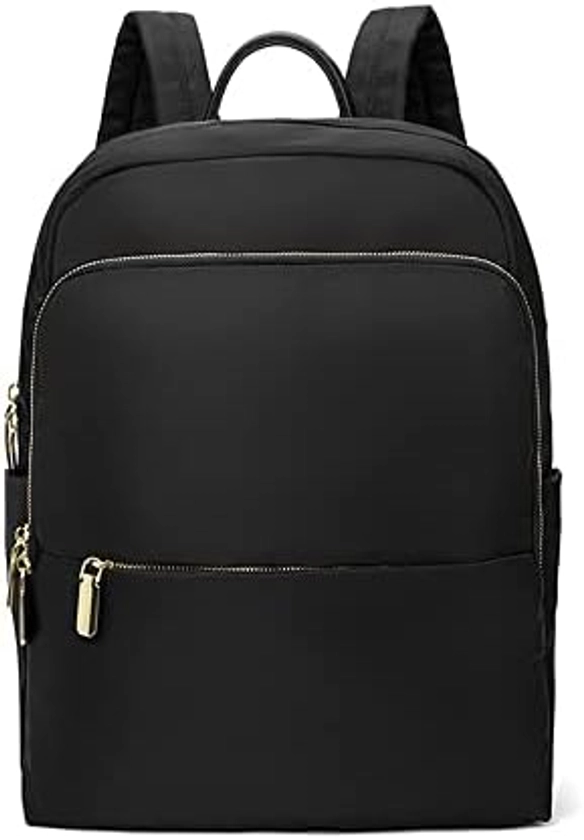 Mochila Feminina de Nylon Impermeável, Compartimento para Notebook de 14 polegadas, Ideal para Comutar, ir à Escola e Uso Casual (Preto) | Amazon.com.br