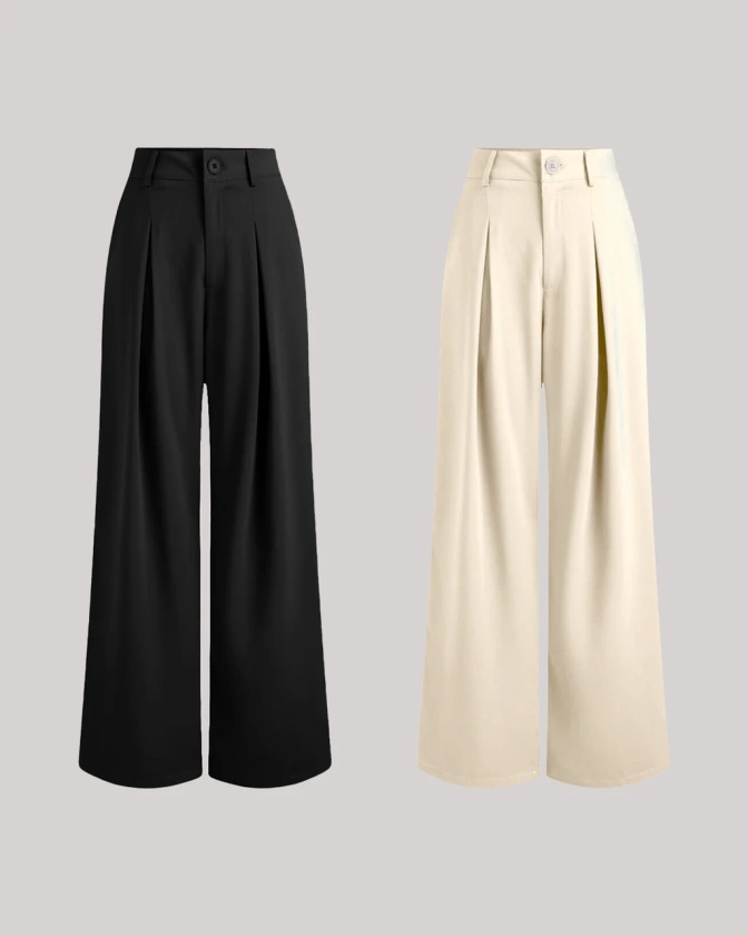 Combo : Korean Style Baggy Trouser In Black and Offwhite