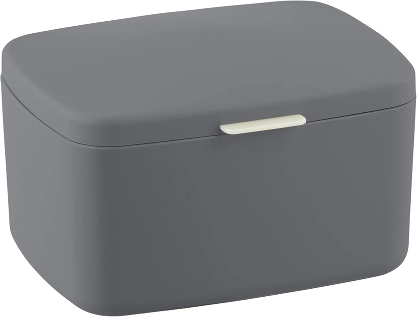 WENKO Barcelona Bathroom Box/Storage Basket with Lid, Completely Unbreakable, 19.5 x 11 x 16 cm, Anthracite, grey, 19, 5 x 11 x 16 cm