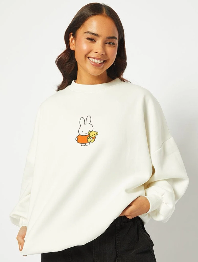 Miffy x Skinnydip Ecru Sweatshirt | Relaxed Fit Sweatshirts | Skinnydip London