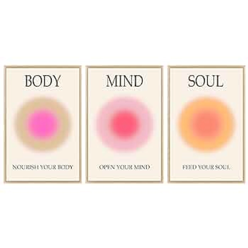 Mind Body Soul Print Positive Aura Posters For Room Aesthetic, Colorful Aura Poster Energy Wall Art Minimalist Print Aesthetic Wall Decor Posters for Bedroom Energy Spiritual 11x17 LAMINATED, No Frame