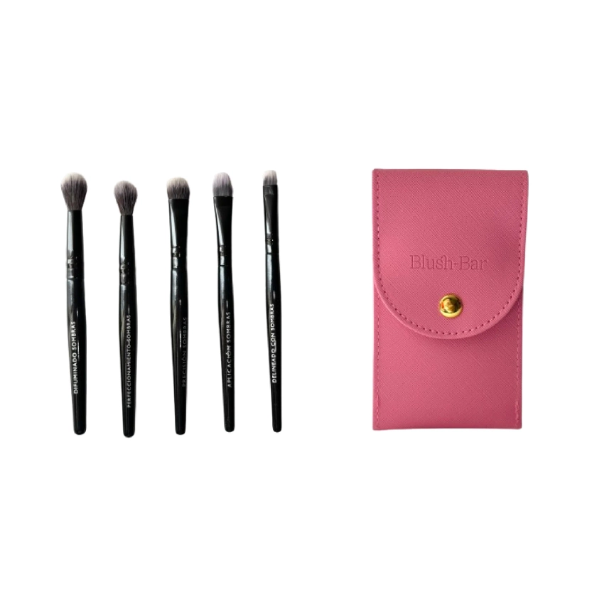 Mini Kit de 5 Brochas Especialista de Ojos en Estuche Pinky Pink - Blush-Bar │ Maquillaje y Cuidado de Piel