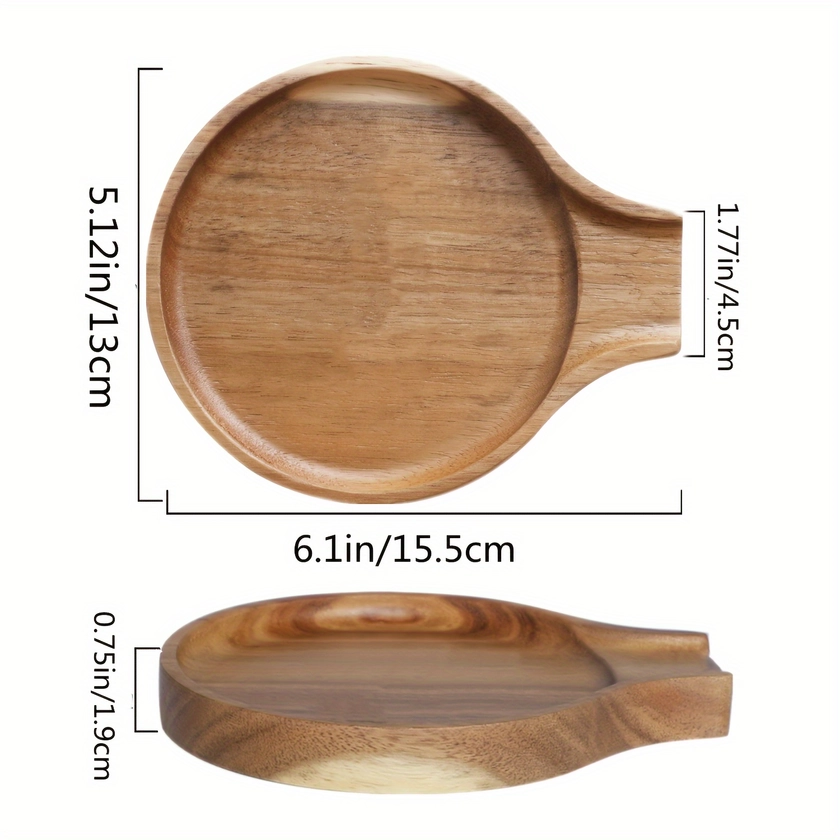 1pc Acacia Wood Spoon Rest For Stovetop, Round Spoon Holder For Kitchen Countertop, Kitchen Spatula Holder Pliers Holder Spoon Holder Teaspoon Holder Cooking Utensils Holder, With Non Slip Silicone Feet