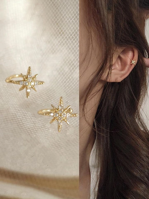 HOTNICE Cubic Zirconia Star Decor Ear Cuffs