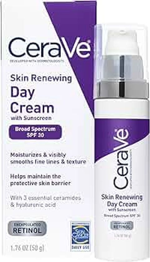 CeraVe Anti-Aging Face Cream SPF 30 | Anti-Wrinkle Retinol Cream with Hyaluronic Acid and Ceramides | 1.76 oz