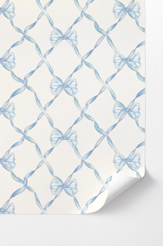 Baby Bow Blue Peel and Stick Wallpaper