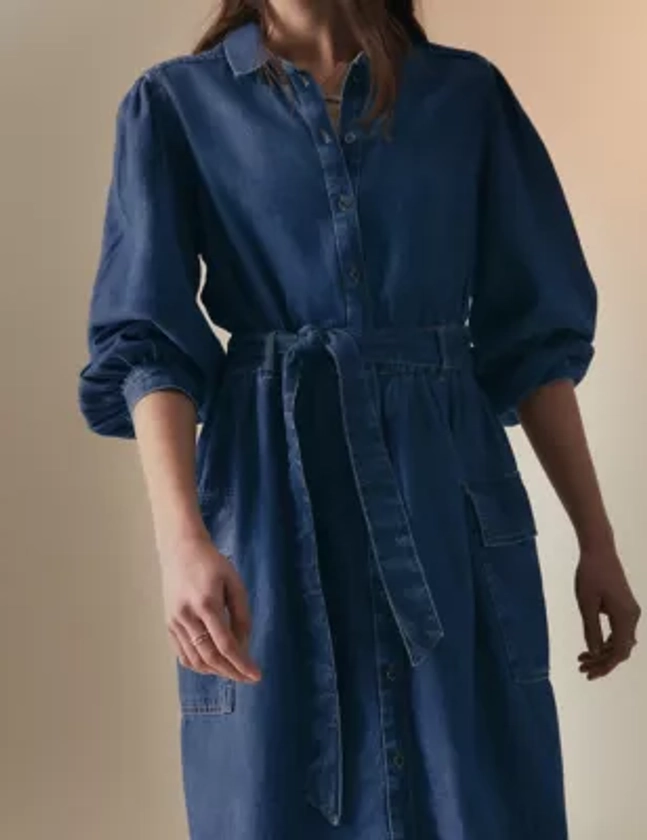 Denim Collared Midi Utility Shirt Dress | Per Una | M&S