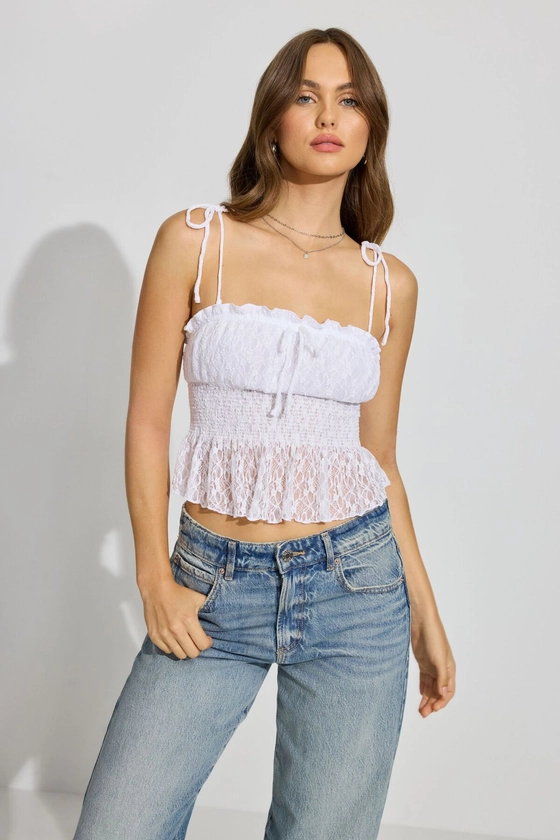 Smocked Lace Cami Top