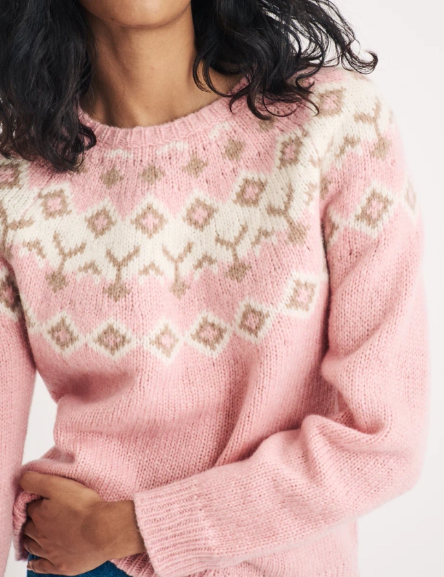 Pink Fair Isle Knitted Wool Jumper