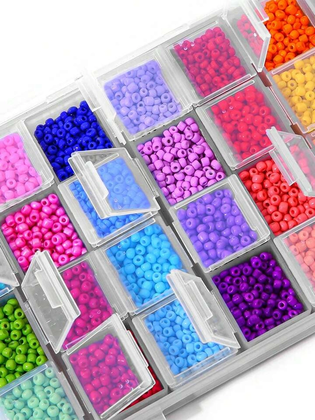 9000pcs/Box Glass Seed Beads 28 Colors 3mm Loose Seed Beads Kit Bracelet Making Beads With 28 Grid Plastic Storage Box For Jewelry Making