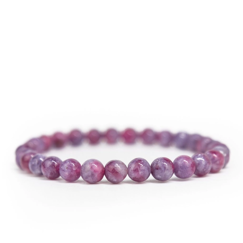 Lepidolite And Pink Tourmaline Bracelet - Crystal Auras