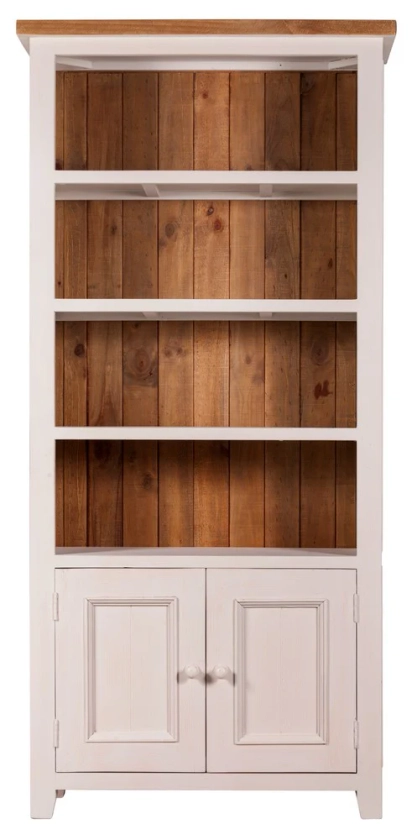 Byron Rustic Tawny Stain And Ivory Washed Timber Bookcase