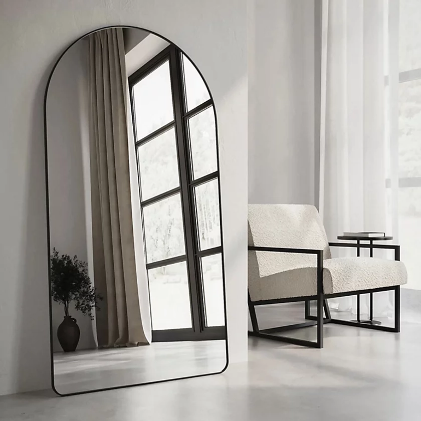 MirrorMaison - Arkivo Full Length Black Arch Mirror - 145cm x 75cm - Apartment Arch Mirror - Black Frame | DIY at B&Q