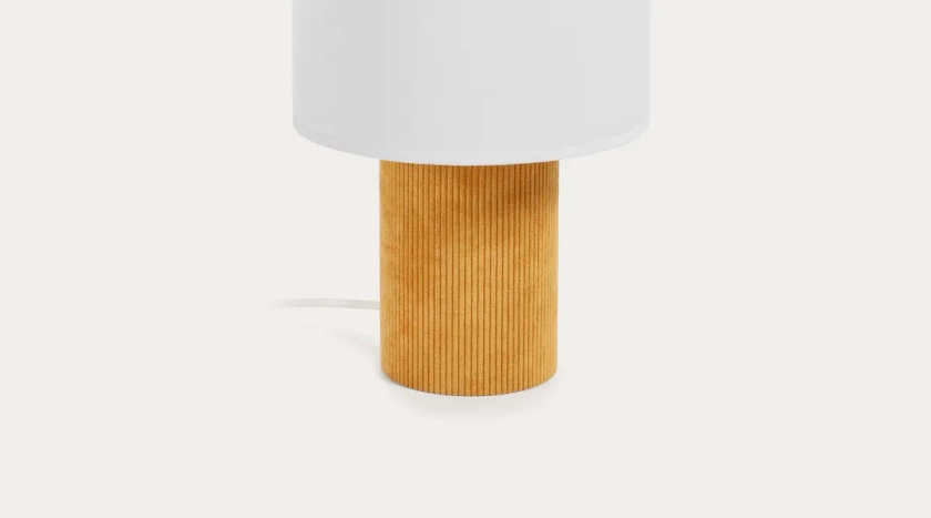 Lampe de table Bianella en velours côtelé moutarde | Kave Home®
