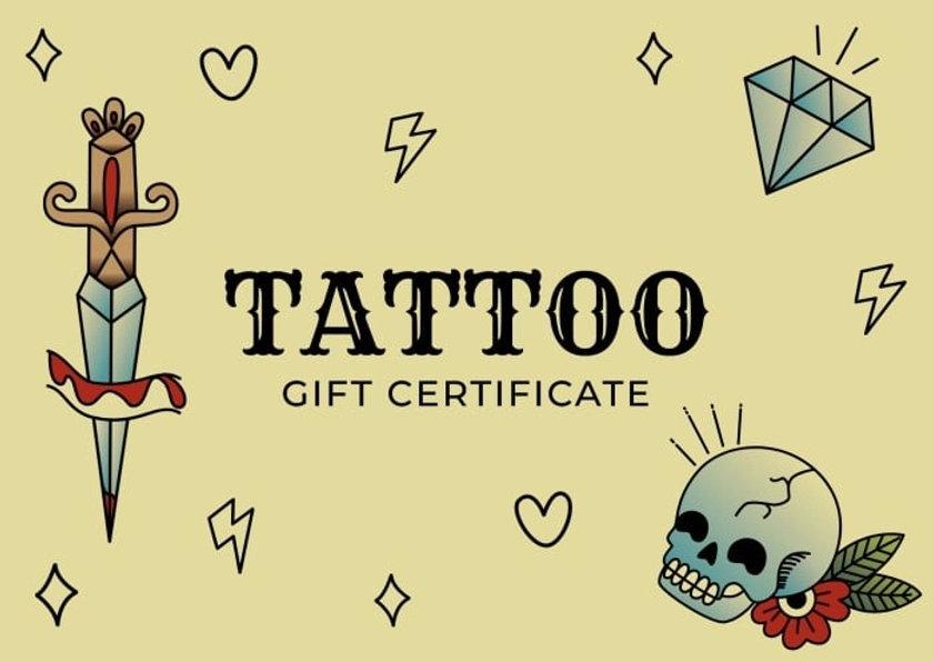 Customize this Hand-drawn Old School Tattoo Gift Certificate design online