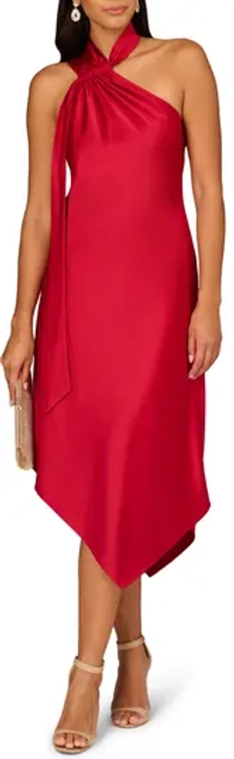 Asymmetric Satin Halter Dress