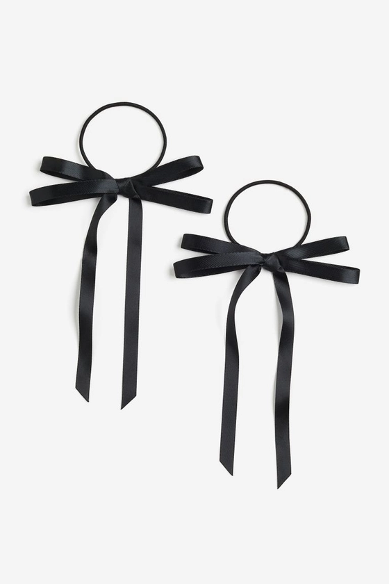 Lot de 2 élastiques à cheveux avec nœud - Noir - FEMME | H&M FR