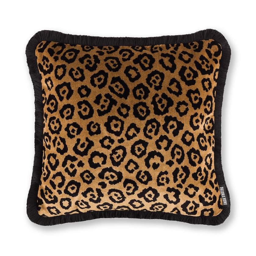 Velvet Leopard Gold Filled Cushion 43x43cm