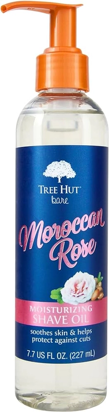 Tree Hut Bare Moroccan Rose Moisturizing Shave Oil, 7.7 fl oz, Gel-to-Oil Formula, Ultra Hydrating Barrier for a Close, Smooth Shave, For All Skin Types