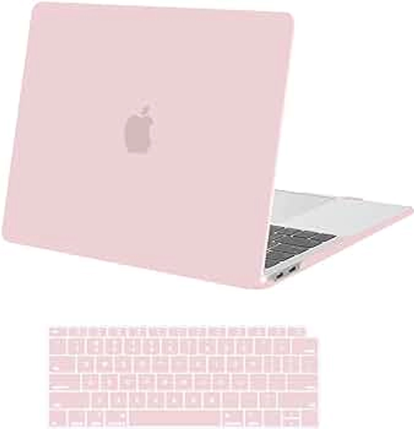 MOSISO Compatible with MacBook Air 13 inch Case 2022 2021 2020 2019 2018 Release A2337 M1 A2179 A1932 Touch ID, Plastic Hard Shell Case & Keyboard Cover for MacBook Air 13.3 inch Case, Rose Quartz