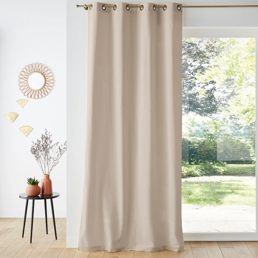 Rideau velours oeillets Velvet - Beige - 220 x 135 cm | Leroy Merlin