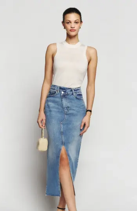 Reformation Nila Asymmetric Denim Skirt | Nordstrom