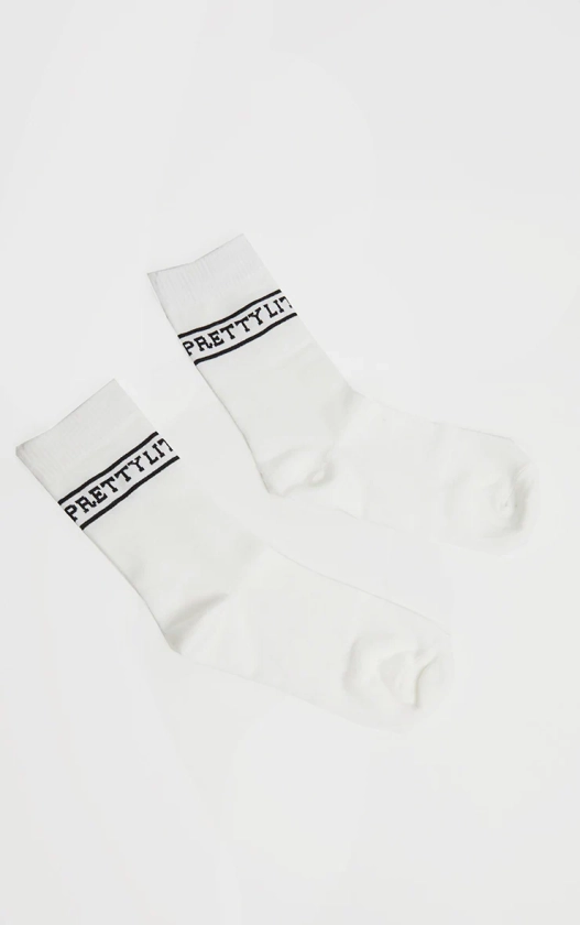 Prettylittlething Logo Black Ankle Socks