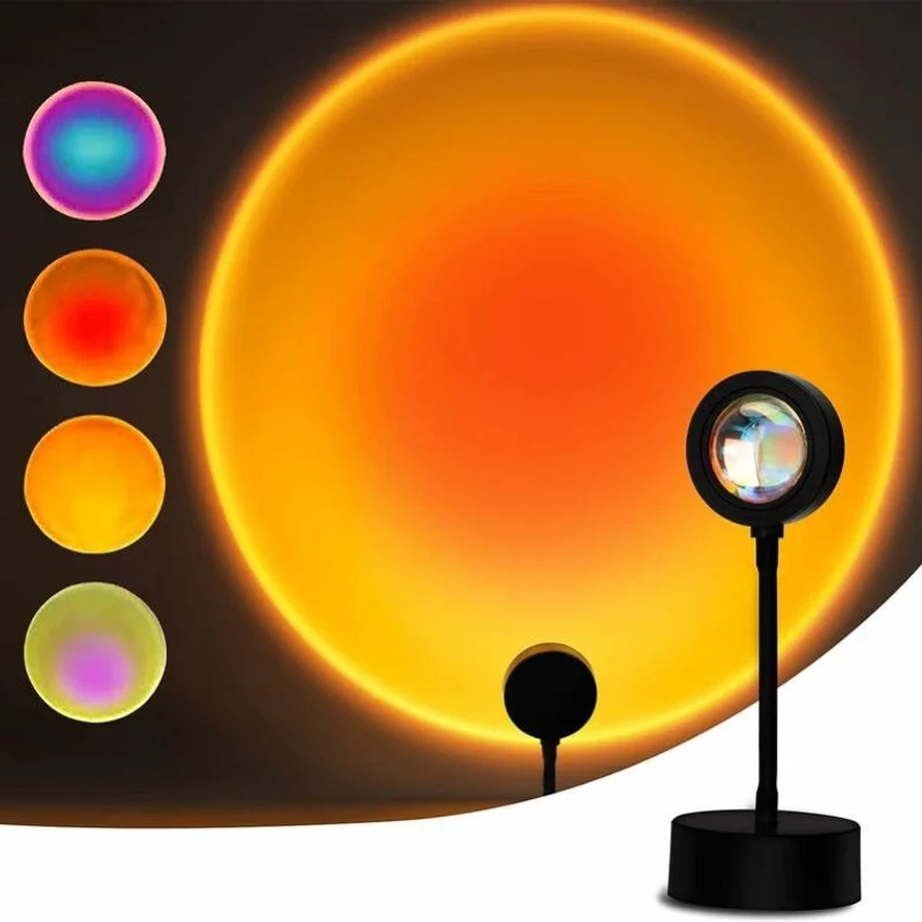 Sunset Lamp, Projecteur de Coucher de Soleil à LED - 15 Couleurs, Rotation 360°, Ambiance Décorative pour Chambre | Leroy Merlin