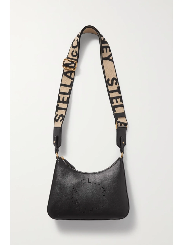 STELLA MCCARTNEY Logo-perforated vegetarian leather shoulder bag | NET-A-PORTER