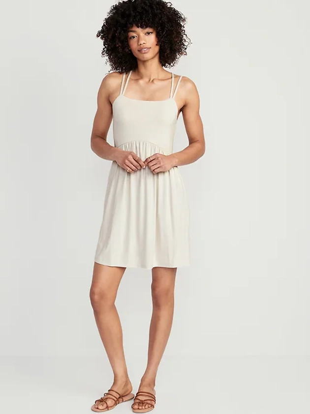 Matching Fit & Flare Cross-Back Mini Cami Dress - Old Navy