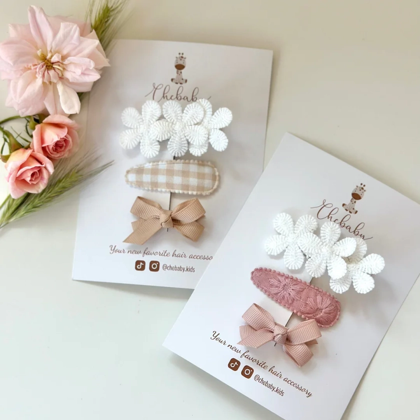 Barrettes à cheveux pour fille Variété de 3 pinces, pinces à tissu, pinces à cheveux pour tout-petit, pinces à cheveux pour bébé, pinces à franges, nœuds pour cheveux, pince à cheveux fleur - Etsy France