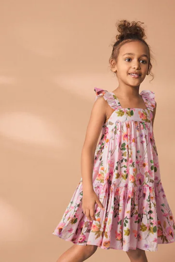 Buy Pink Floral Printed Tiered Dress (3-16yrs) from the Next UK online shop