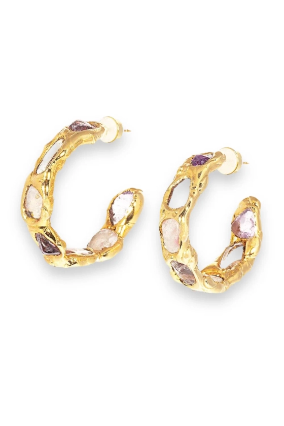 Amethyst Gemstone Hoops