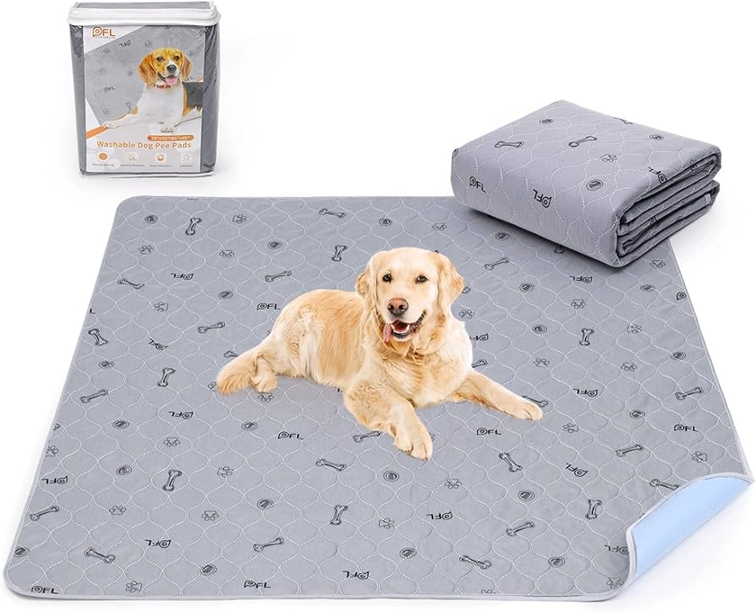 Dog Pee Pad Washable 65x48 Large, Fast Absorption Reusable Puppy Pads, Waterproof Pet Training Pads,Non-Slip Bone Print Whelping Pad for Dog Playpen, Incontinence, Housebreaking