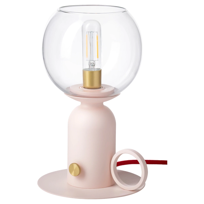 ÅSKMULLER Lampe de table - intensité lumineuse réglable rose clair/rouge 24 cm