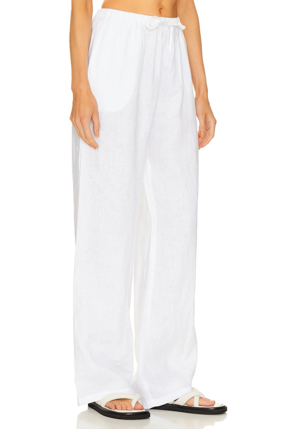 AEXAE Linen Drawstring Trouser in White | REVOLVE