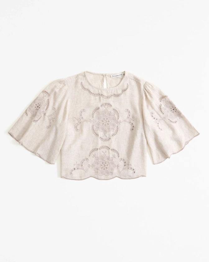 Women's Angel Sleeve Embroidered Tee | Women's Tops | Abercrombie.com