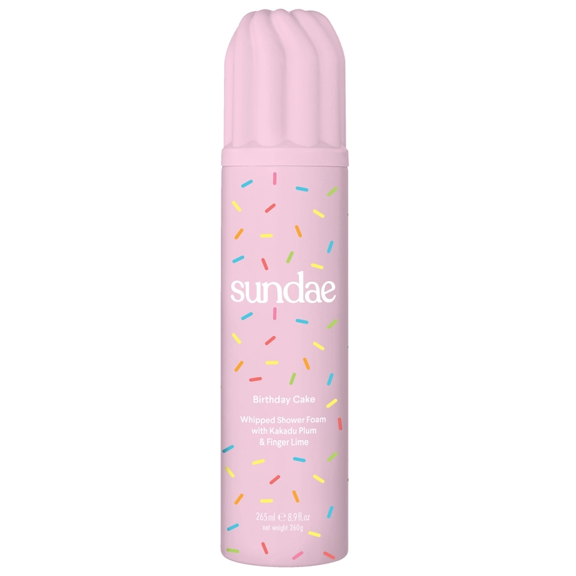 SUNDAE Body Birthday Cake Whipped Shower Foam with Kakadu Plum & Finger Lime 260ml | CultBeauty