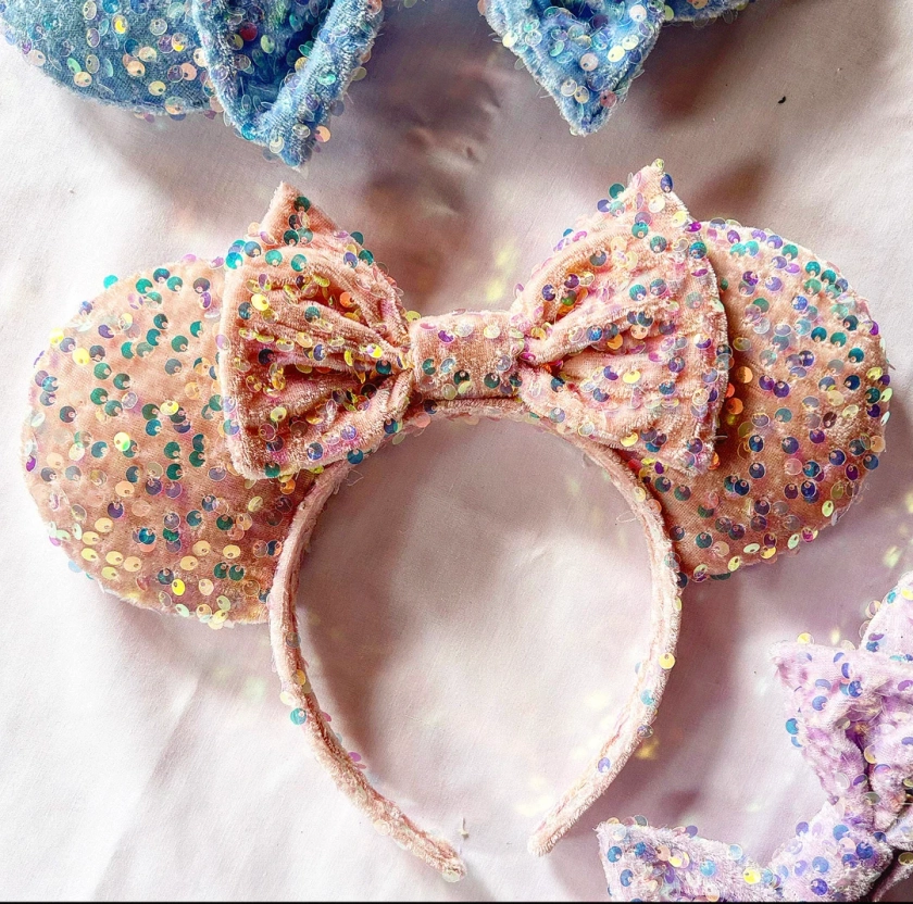 Pastel Peach Sparkle Mouse Ears - Etsy