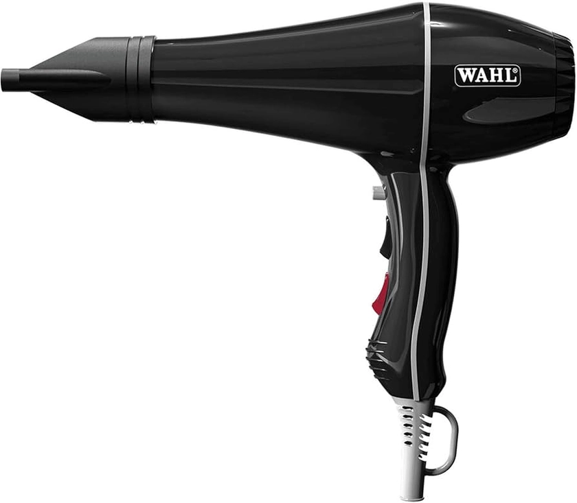 Wahl Powerdry, 2000W Hairdryer, Hair Dryers for Women, Reduces Static and Frizz, Tourmaline Coated Grille, Cool Shot Button, 3 Heat and 2 Speed Settings, Two Concentrator Nozzle, Black
