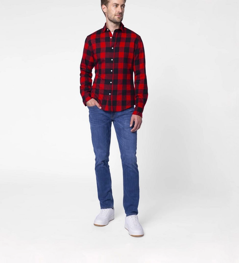 Men's Casual Shirts - Jackson Buffalo Flannel Red Casual Shirt | INDOCHINO