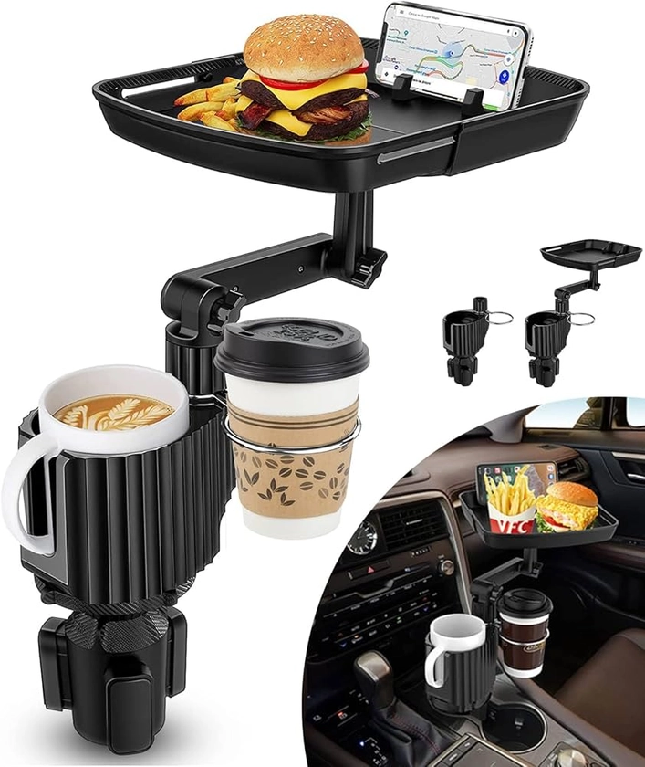 Ruucy 4 in 1 Car Cup Holder Tray Table, Upgraded Car Cup Holder Expander with Tray, Adjustable Dual Cup Holder Expander for Car, Universal Car Food Tray Table for Eating : Amazon.co.uk: Automotive