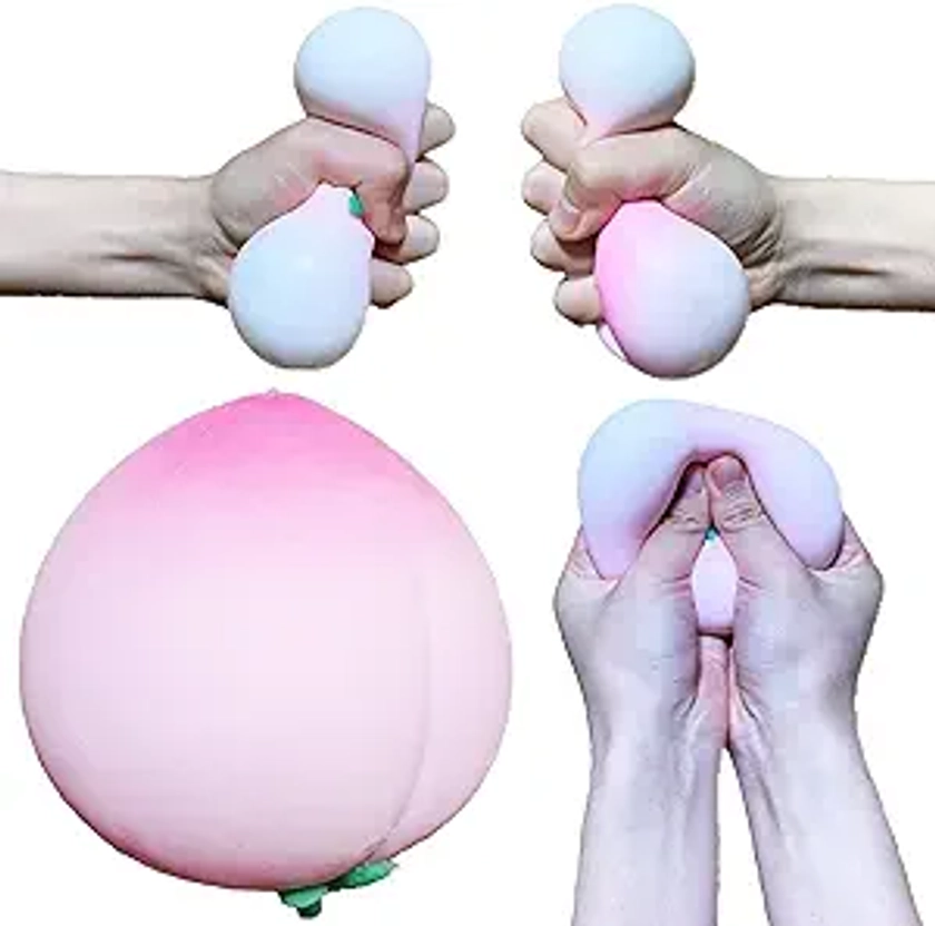 Squishy Stress Balls Peach Squeeze Ball 1 Pack, Fun Dough Ball Stretchy Fidget Toys Stress Ball for Kids ＆ Adults, Ideal for Autism/ADHD/Teens Anxiety